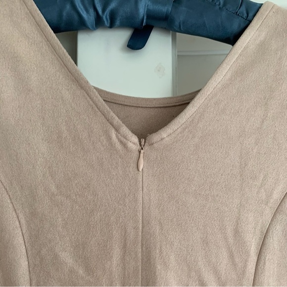 Faux Suede Pink Mini Dress with Half Length Sleeves (perfect for Spring) - Picture 3 of 6